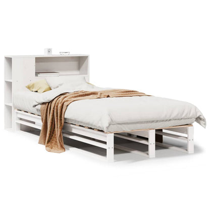 Letto Libreria senza Materasso Bianco 100x200 cm Legno Massello - homemem39