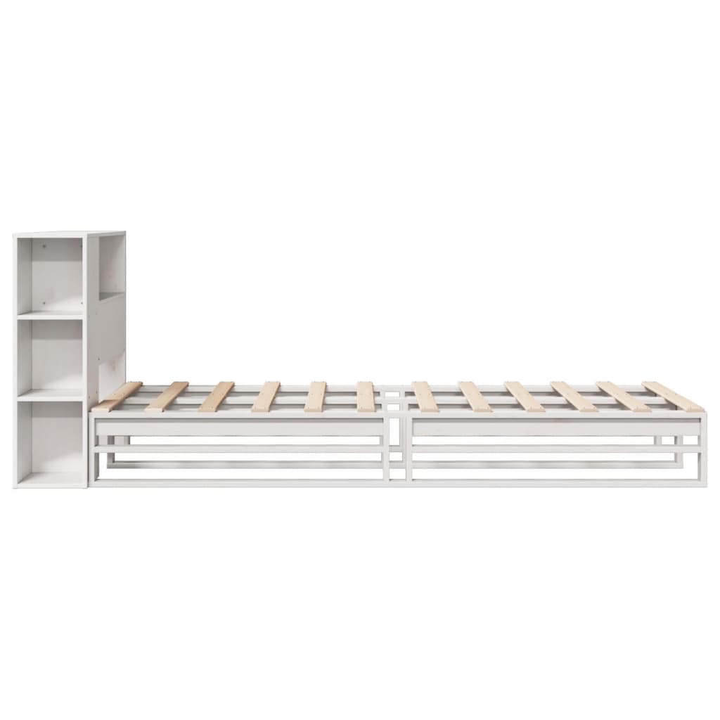 Letto Libreria senza Materasso Bianco 100x200 cm Legno Massello - homemem39
