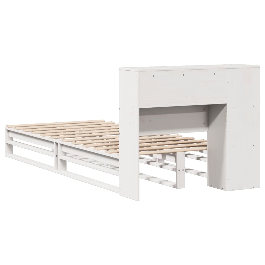 Letto Libreria senza Materasso Bianco 100x200 cm Legno Massello - homemem39