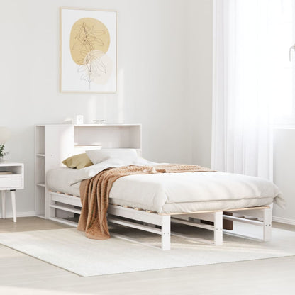 Letto Libreria senza Materasso Bianco 100x200 cm Legno Massello - homemem39