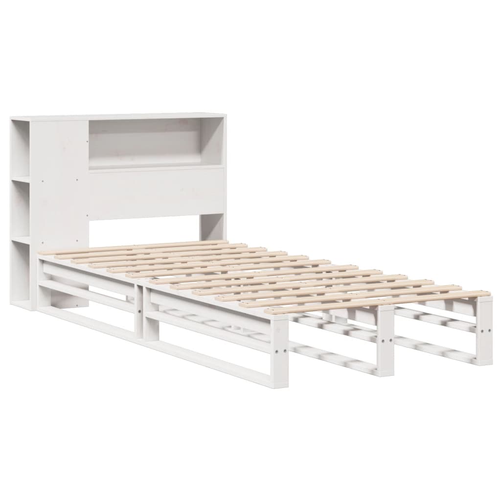 Letto Libreria senza Materasso Bianco 75x190 cm Legno Massello | homemem39