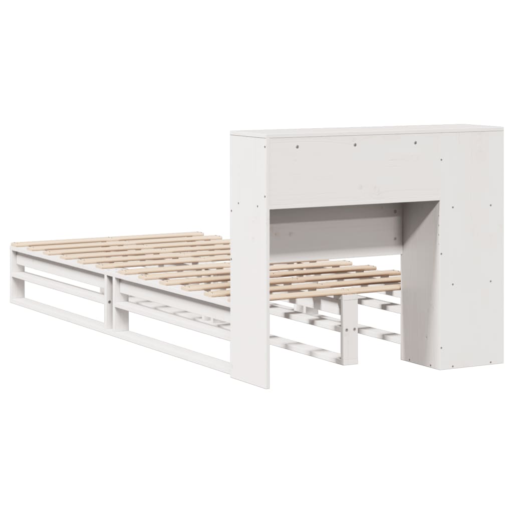 Letto Libreria senza Materasso Bianco 75x190 cm Legno Massello | homemem39