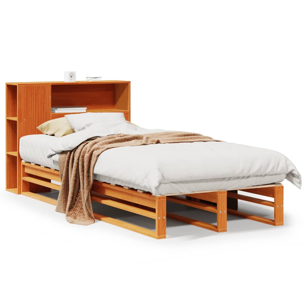 Letto Libreria senza Materasso Marrone Cera 75x190 cm Legno - homemem39