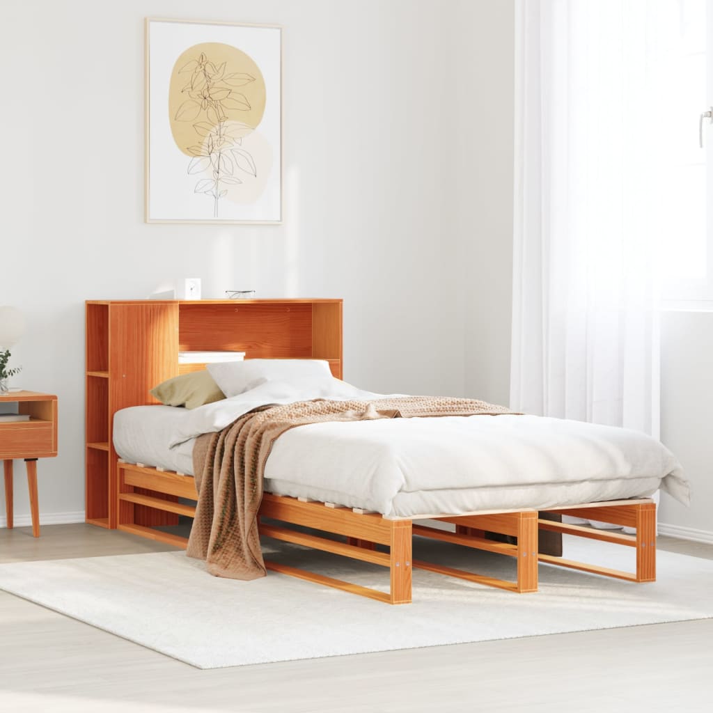 Letto Libreria senza Materasso Marrone Cera 75x190 cm Legno - homemem39