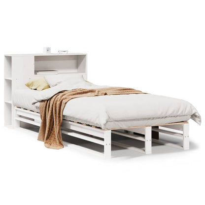Letto Libreria senza Materasso Bianco 90x190 cm Legno Massello