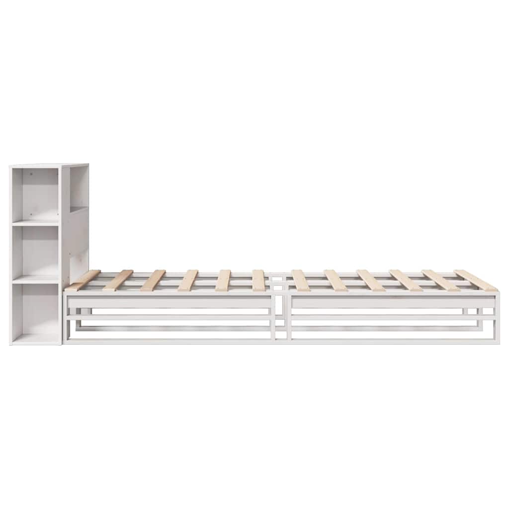 Letto Libreria senza Materasso Bianco 90x190 cm Legno Massello