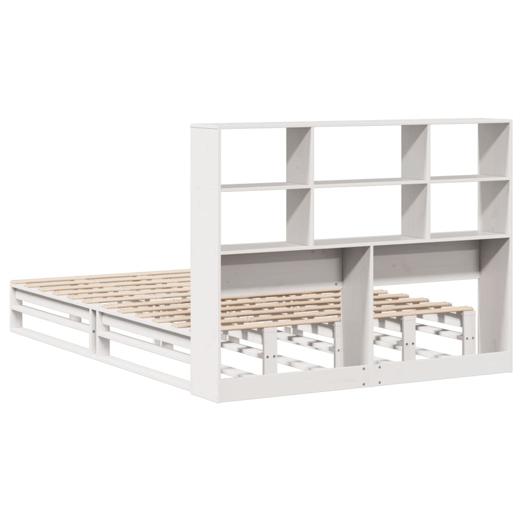 Letto Libreria senza Materasso Bianco 120x200 cm Legno Massello - homemem39