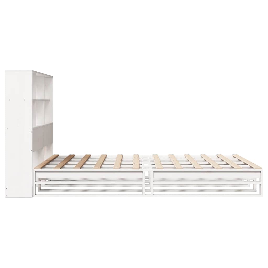 Letto Libreria senza Materasso Bianco 140x200 cm Legno Massello - homemem39