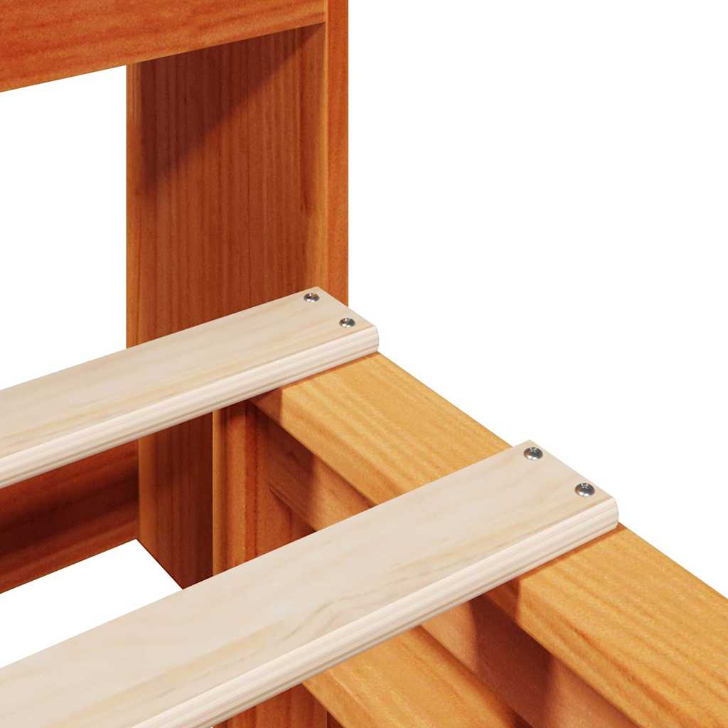 Letto Libreria senza Materasso Marrone Cera 140x200 cm Legno