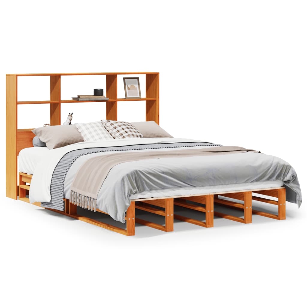 Letto Libreria senza Materasso Marrone Cera 150x200 cm Legno | homemem39