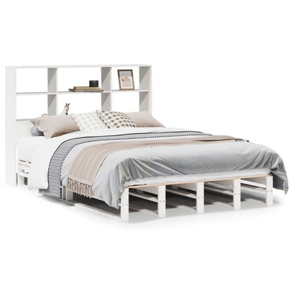 Letto Libreria senza Materasso Bianco 160x200 cm Legno Massello | homemem39
