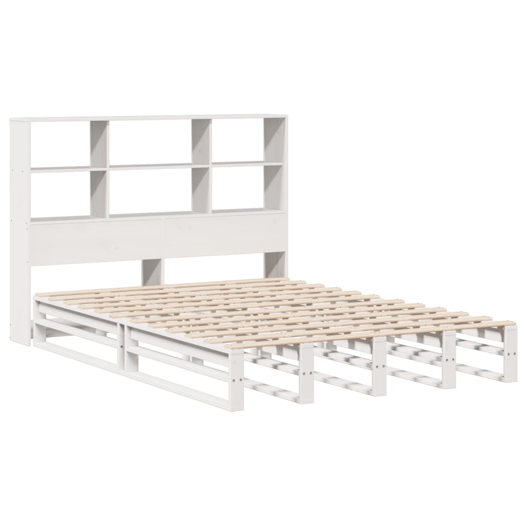 Letto Libreria senza Materasso Bianco 160x200 cm Legno Massello | homemem39