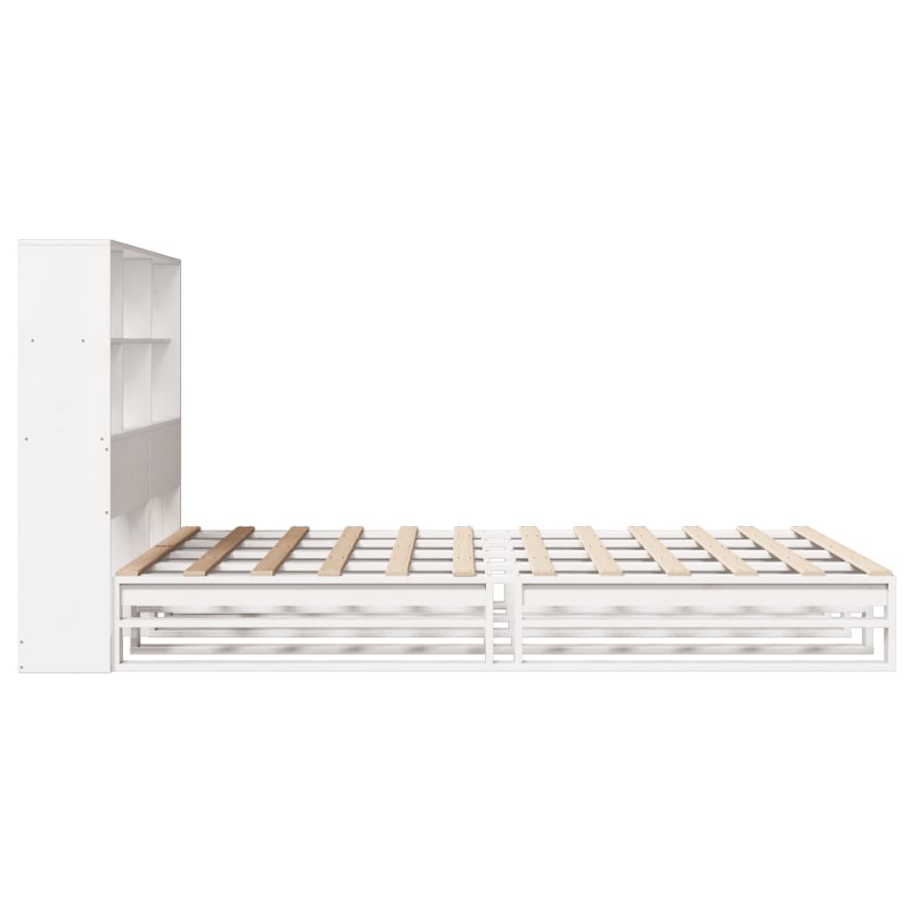 Letto Libreria senza Materasso Bianco 160x200 cm Legno Massello | homemem39