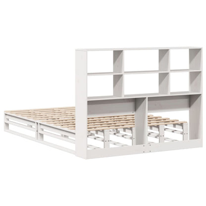 Letto Libreria senza Materasso Bianco 160x200 cm Legno Massello | homemem39