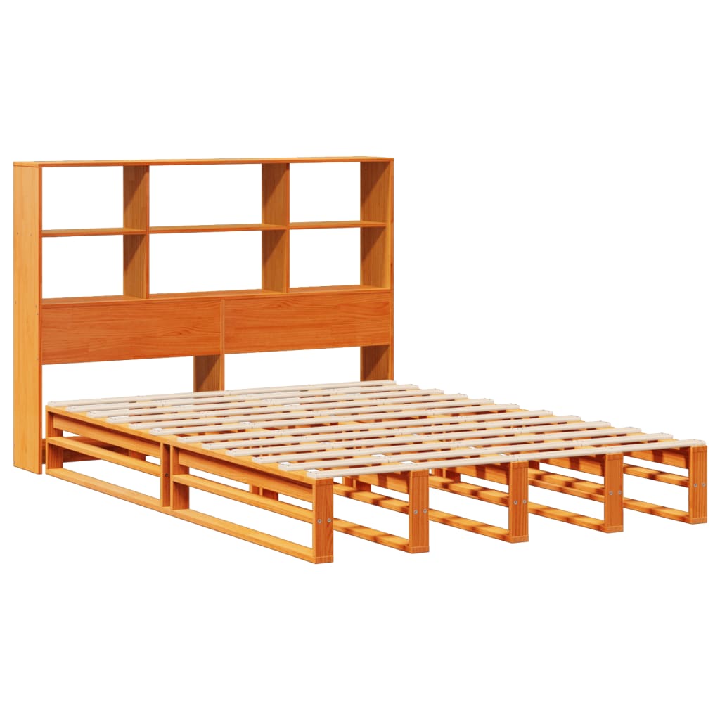 Letto Libreria senza Materasso Marrone Cera 160x200 cm Legno | homemem39