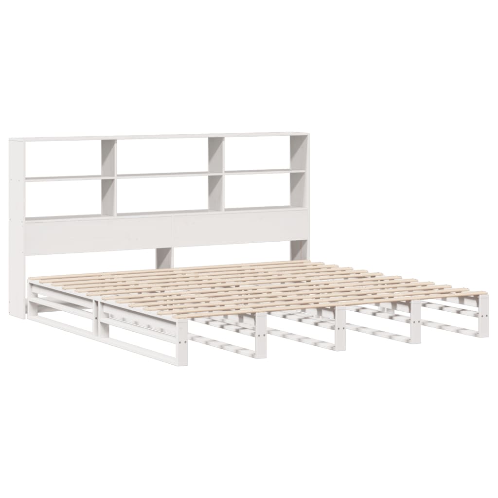 Letto Libreria senza Materasso Bianco 180x200 cm Legno Massello | homemem39