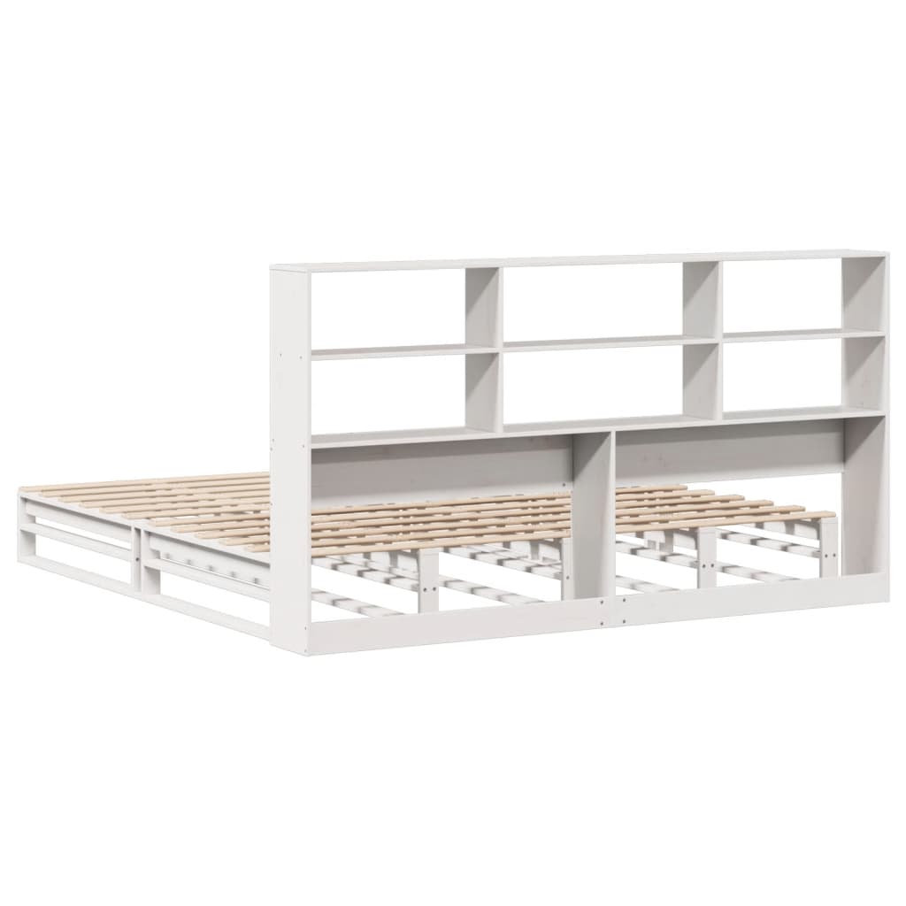 Letto Libreria senza Materasso Bianco 180x200 cm Legno Massello | homemem39