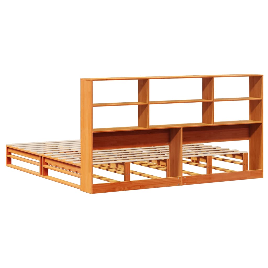 Letto Libreria senza Materasso Marrone Cera 200x200 cm Legno | homemem39