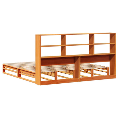 Letto Libreria senza Materasso Marrone Cera 200x200 cm Legno | homemem39