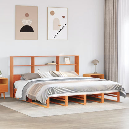 Letto Libreria senza Materasso Marrone Cera 200x200 cm Legno | homemem39