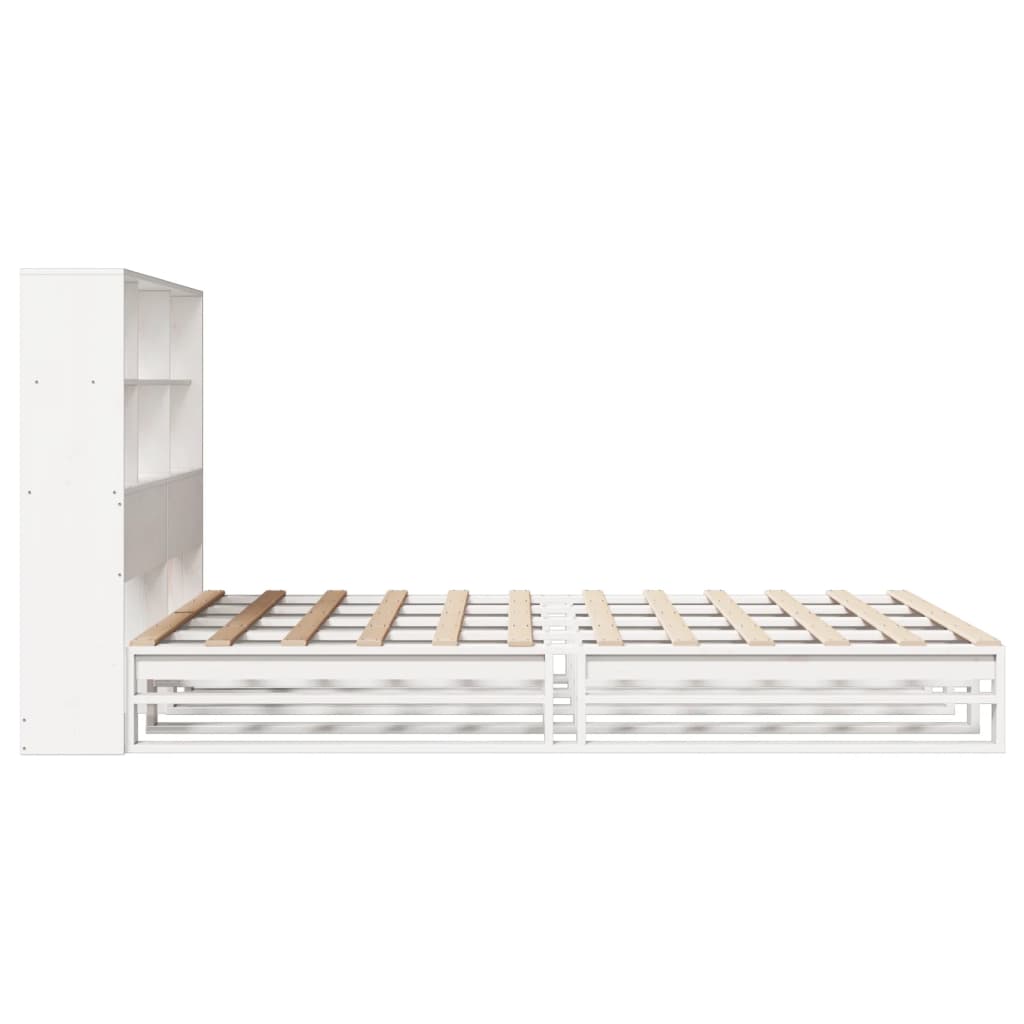 Letto Libreria senza Materasso Bianco 120x190 cm Legno Massello - homemem39