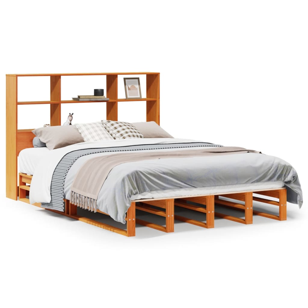 Letto Libreria senza Materasso Marrone Cera 135x190 cm Legno | homemem39