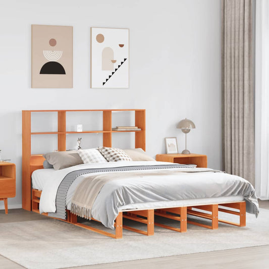 Letto Libreria senza Materasso Marrone Cera 135x190 cm Legno | homemem39