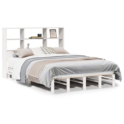 Letto Libreria senza Materasso Bianco 140x190 cm Legno Massello | homemem39