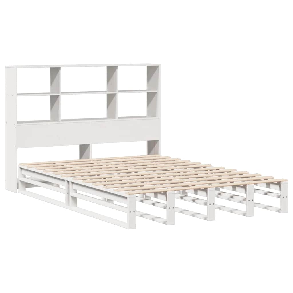 Letto Libreria senza Materasso Bianco 140x190 cm Legno Massello | homemem39