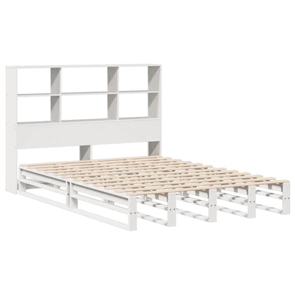 Letto Libreria senza Materasso Bianco 140x190 cm Legno Massello | homemem39