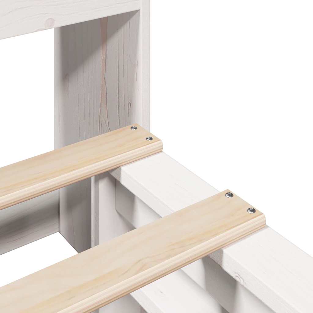 Letto Libreria senza Materasso Bianco 140x190 cm Legno Massello | homemem39