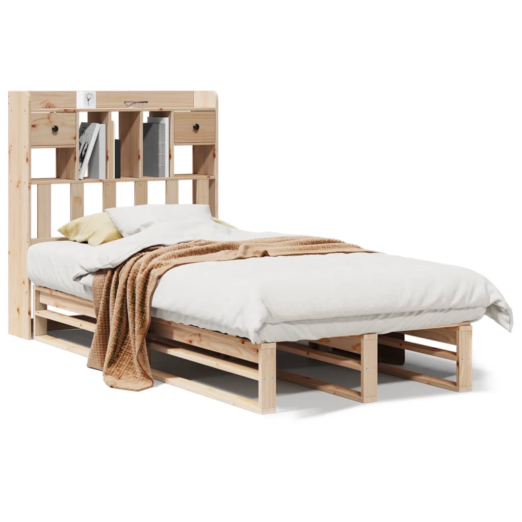 Letto Libreria senza Materasso 100x200 cm in Legno di Pino - homemem39