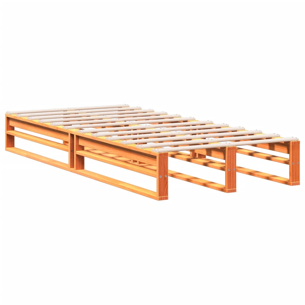 Letto Libreria senza Materasso Marrone Cera 100x200 cm in Pino