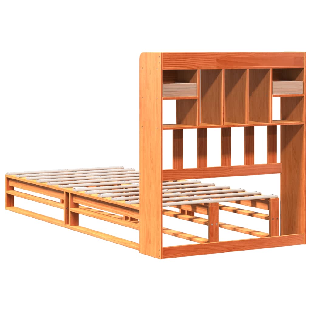 Letto Libreria senza Materasso Marrone Cera 100x200 cm in Pino | homemem39