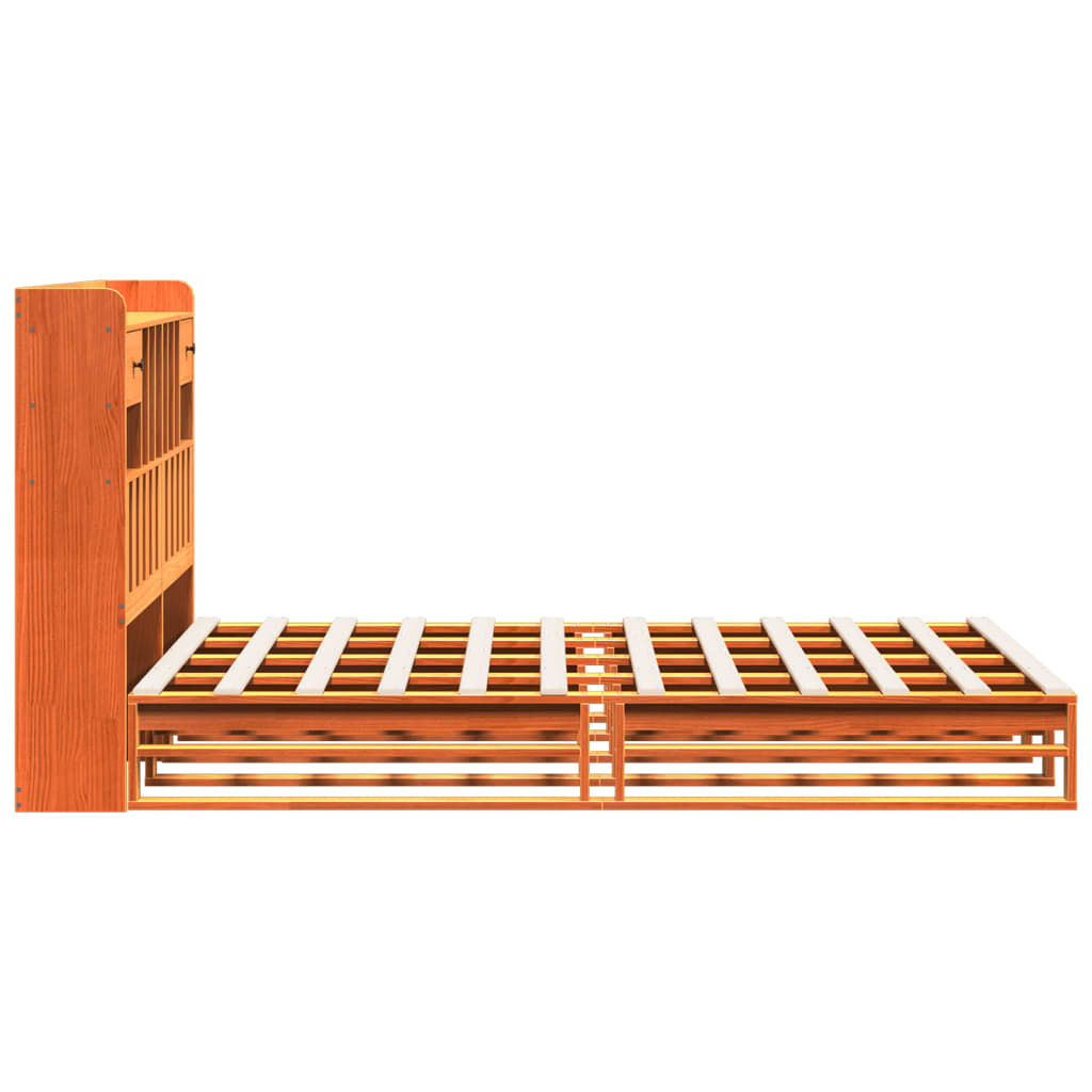 Letto Libreria senza Materasso Marrone Cera 140x200 cm in Pino - homemem39