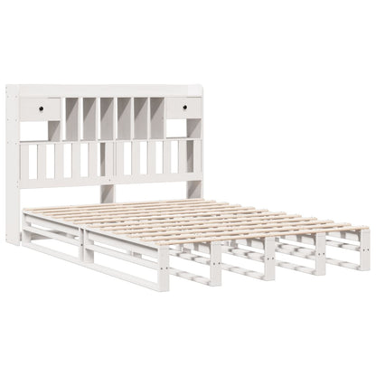 Letto Libreria senza Materasso Bianco 150x200 cm Legno di Pino | homemem39
