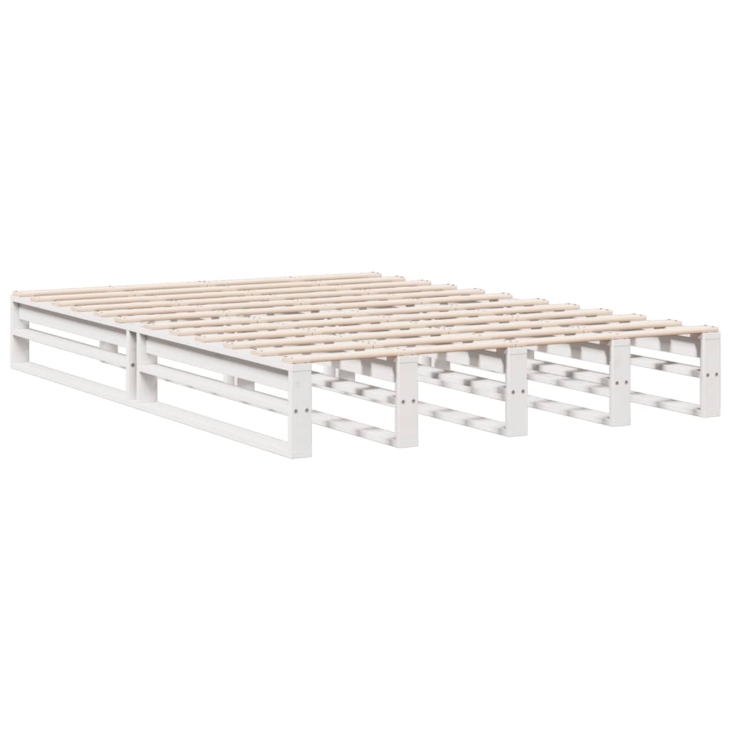 Letto Libreria senza Materasso Bianco 150x200 cm Legno di Pino | homemem39