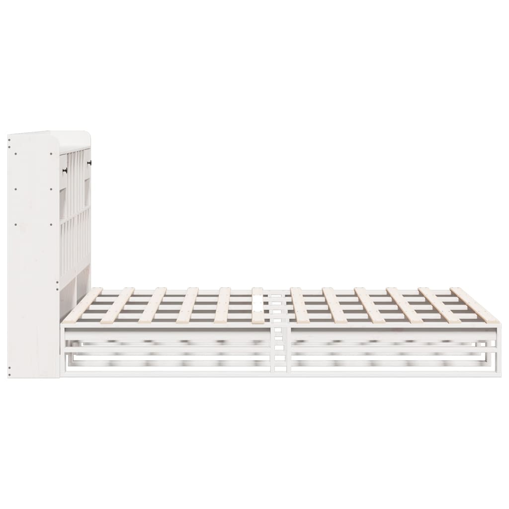 Letto Libreria senza Materasso Bianco 150x200 cm Legno di Pino | homemem39