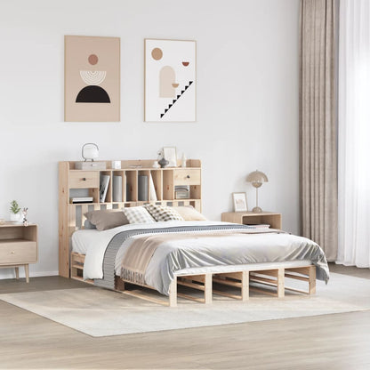 Letto Libreria senza Materasso 160x200 cm in Legno di Pino - homemem39