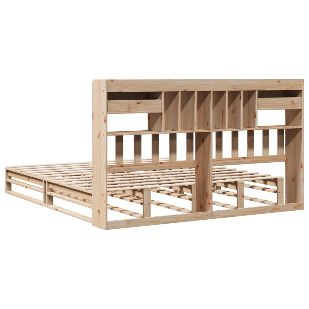 Letto Libreria senza Materasso 180x200 cm in Legno di Pino - homemem39