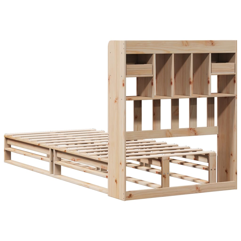 Letto Libreria senza Materasso 90x190 cm Legno Massello Pino - homemem39