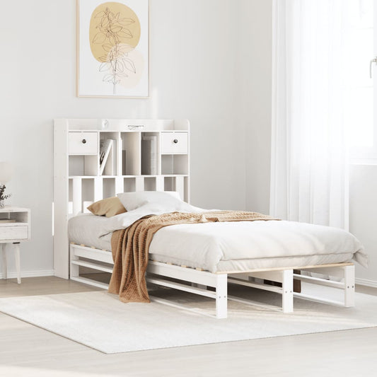 Letto Libreria senza Materasso Bianco 90x190 cm Massello Pino - homemem39