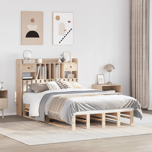 Letto Libreria senza Materasso 135x190 cm in Legno di Pino - homemem39