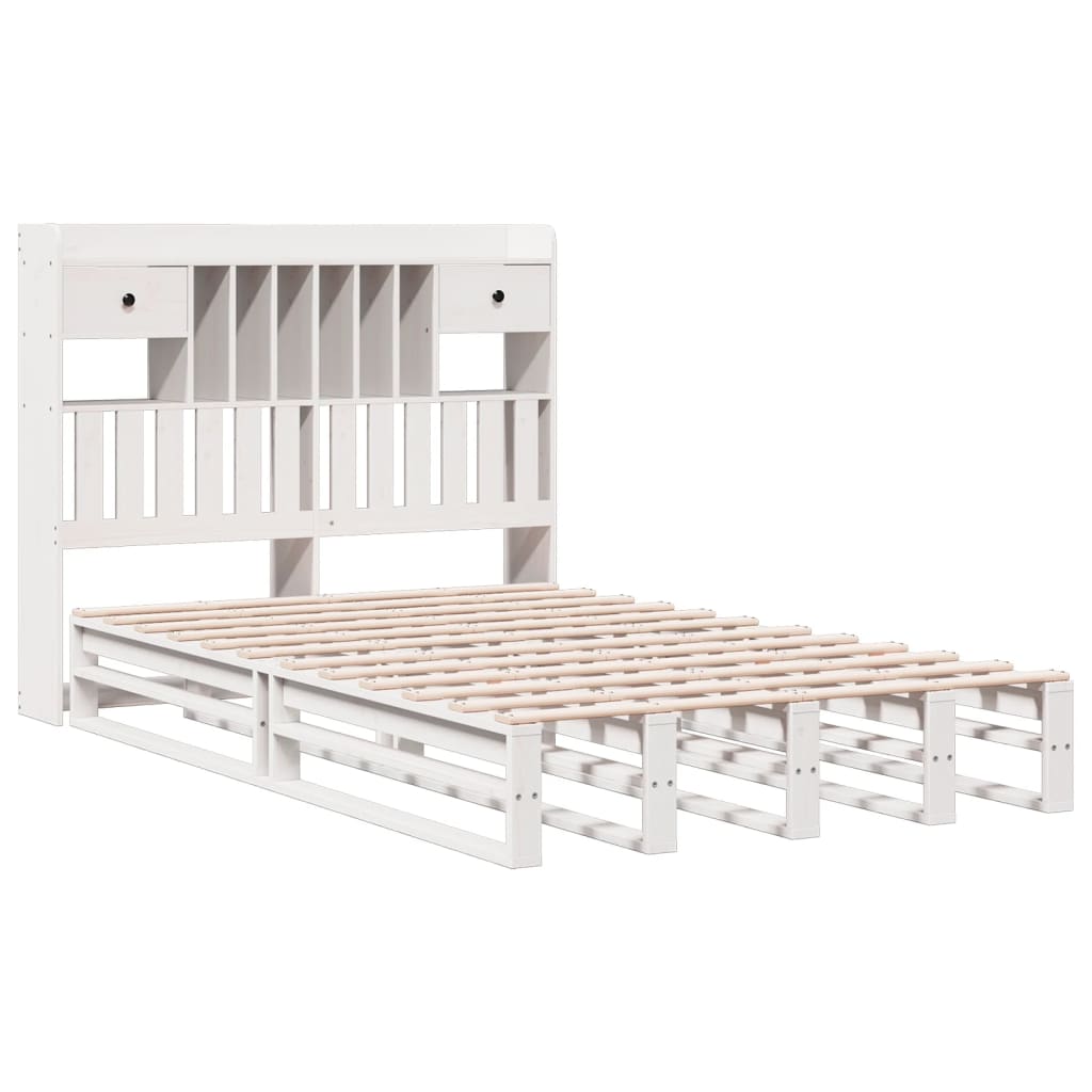 Letto Libreria senza Materasso Bianco 135x190 cm Legno di Pino - homemem39