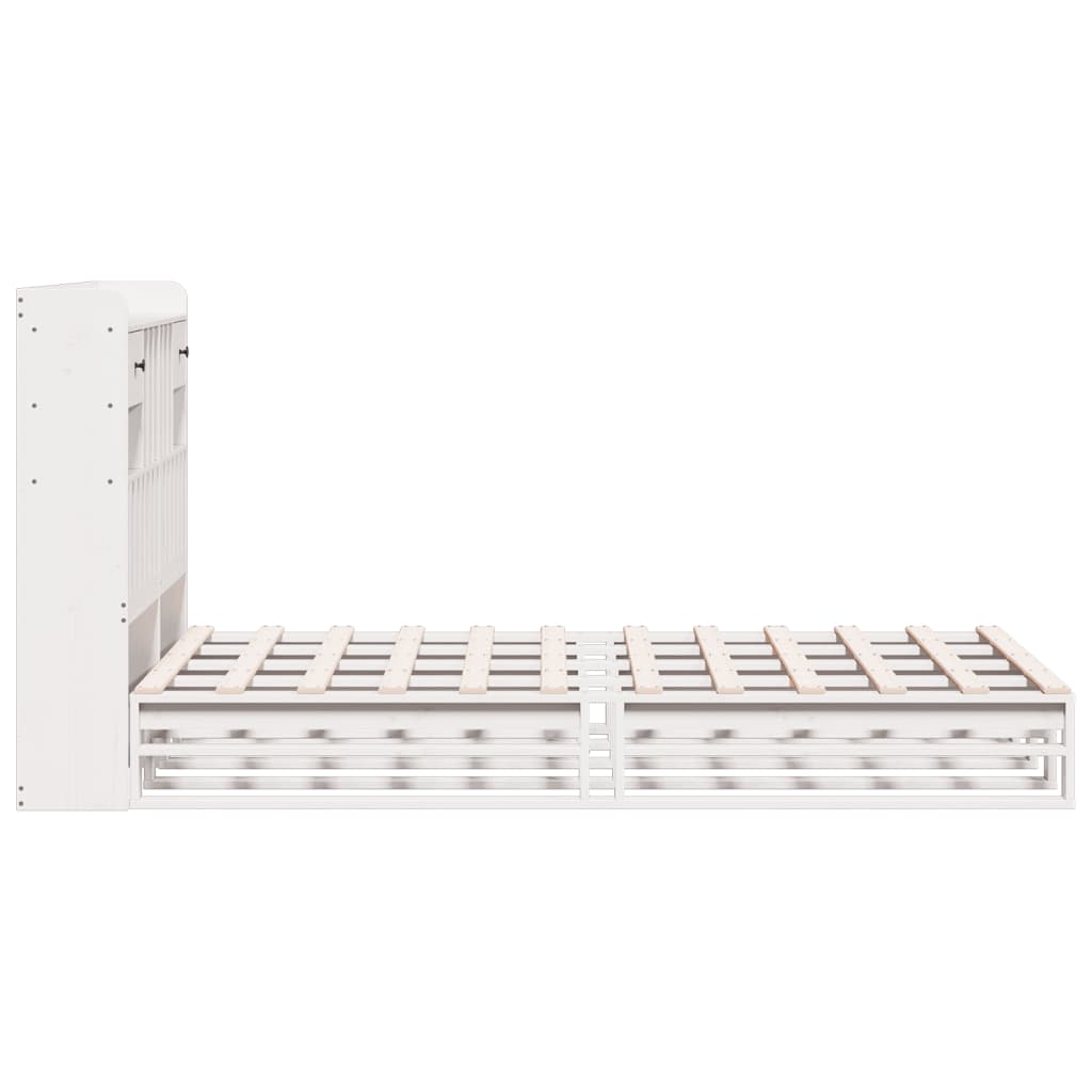 Letto Libreria senza Materasso Bianco 135x190 cm Legno di Pino - homemem39