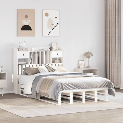 Letto Libreria senza Materasso Bianco 135x190 cm Legno di Pino - homemem39