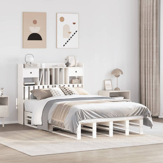 Letto Libreria senza Materasso Bianco 135x190 cm Legno di Pino - homemem39