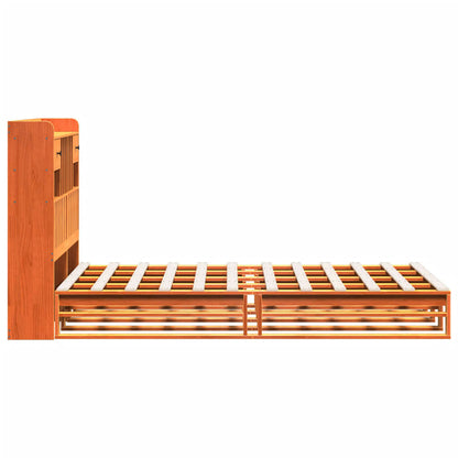 Letto Libreria senza Materasso Marrone Cera 135x190 cm in Pino