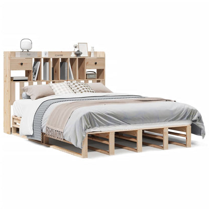 Letto Libreria senza Materasso 140x190 cm in Legno di Pino - homemem39