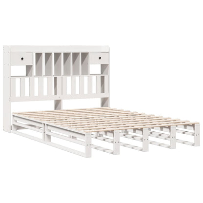Letto Libreria senza Materasso Bianco 140x190 cm Legno di Pino - homemem39